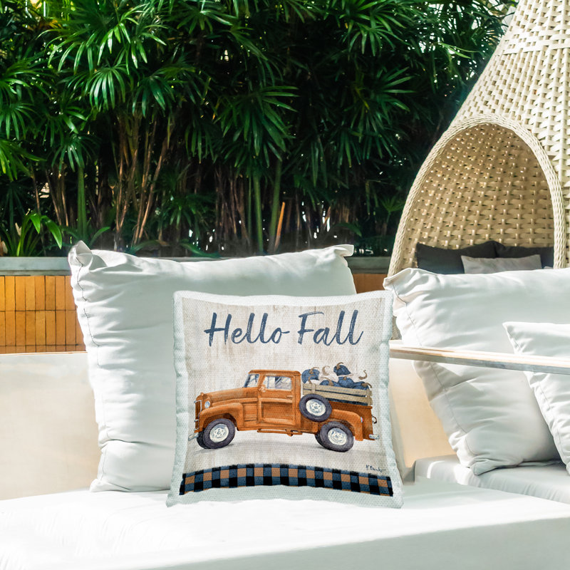 Coussin d'extérieur Hello Fall Pumpkin