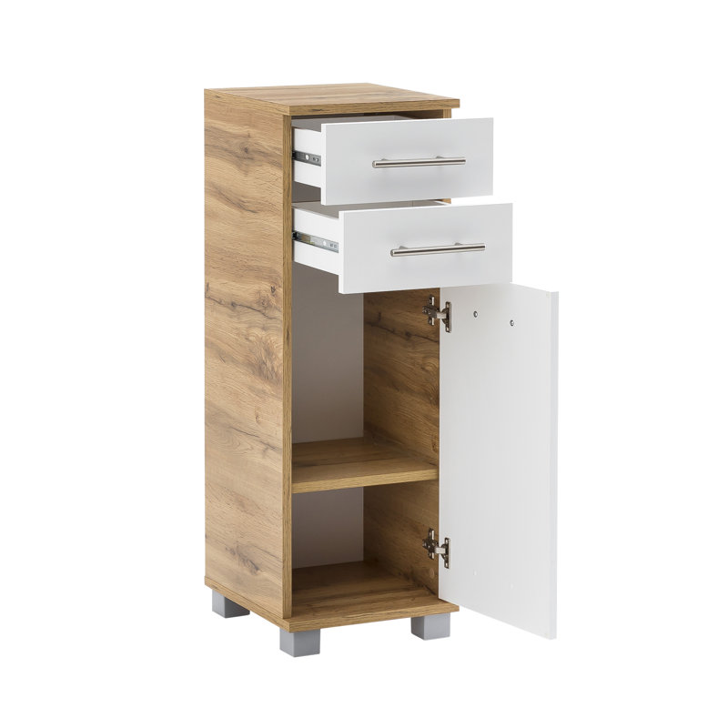 Foolke Freestanding Linen Cabinet, Oak/White