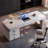 Rectangle White Sintered Stone Desktop Modern Desk-109050268