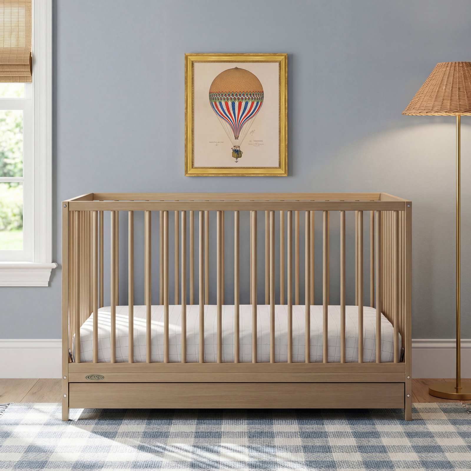 Teddi 5-in-1 Convertible Portable Crib, Driftwood, Crib