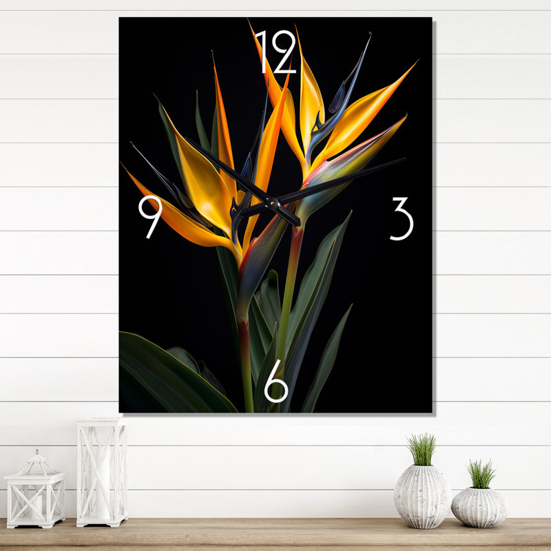 Birds Of Paradise Flowers I - Horloge murale florale, H 32 po x l 16 po x P 1 po