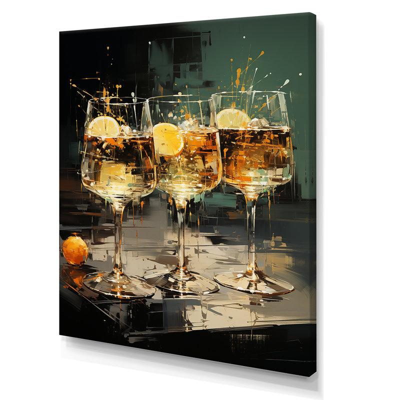 Vesper Vibrance Twilight Cocktail - Art mural cocktails, H 40 po x l 30 po x P 1,5 po
