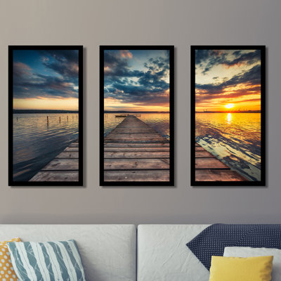 «Small Dock and Boat», ensemble de 3 reproductions de photos sur acrylique