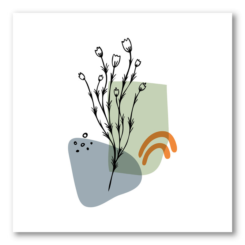 Abstract Flowers on Minimal Shapes II - Photographie sur toile tendue, H 30 po x l 30 po x P 1 po