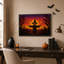 «Jack O Lantern Scarecrow In Cornfield At Sunset», art mural sur toile-580650279