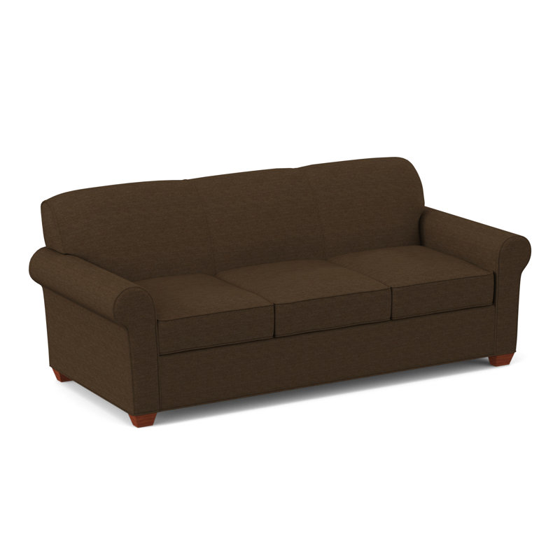Finn Rolled Arm Sofa with Reversible Cushions, BM Cherry, Antic Chocolate, 34" H x 83" W x 36" D