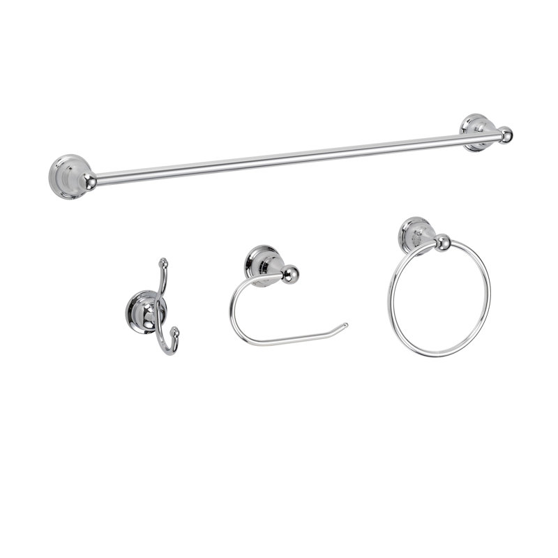 4 - Piece Bathroom Hardware Set, Polished Chrome