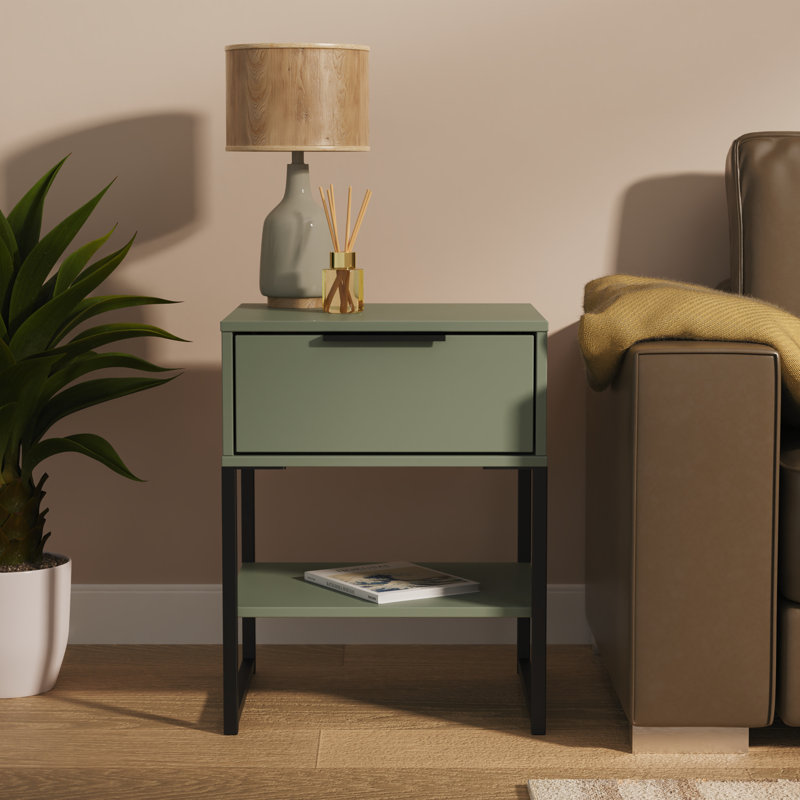 Bibek 58cm W Manufactured Wood Bedside Table, Reed Green