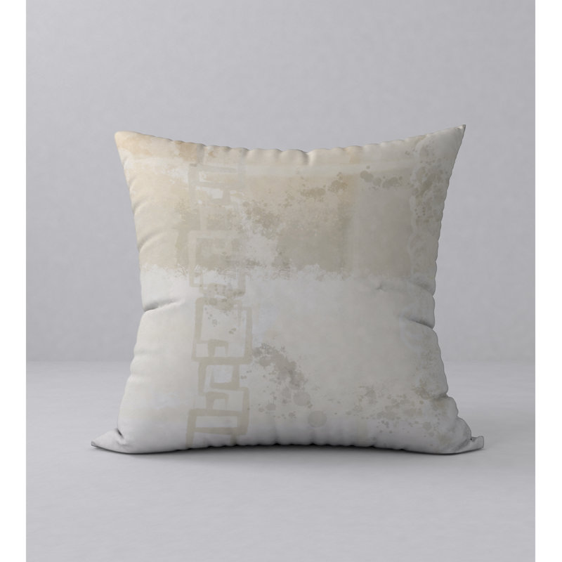 Reversible Throw Pillow, 24" x 24", White/Beige Abstract