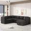 108.6" U-Shaped Sectional Sofa Pull Out Sofa Bed With Two Usb Ports, Two Power Sockets, Three Back Pillows And A Storage Chaise For Living Room