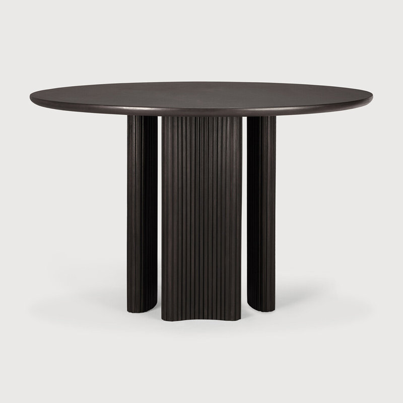 Roller Max Round Solid Wood Dining Table, Dark Brown