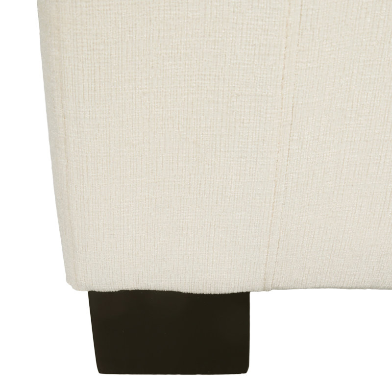 50" Ottoman Bench In Textured Fabric, Rectangular Design With Hinged Lid For Seating, Footrest, And Hidden Storage, White