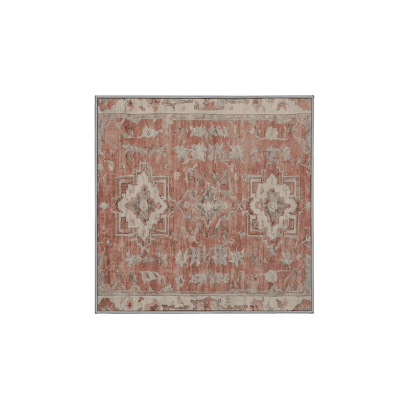 Tapis gris lavable à la machine, Carré 7 pi