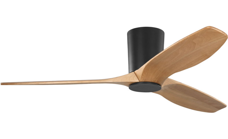 Seyra Smart Hugger LED Ceiling Fan, Natural Honey, Midnight Black, 52" Wide