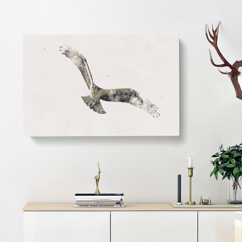 Osprey Bird Watercolour - Wrapped Canvas Print, 40cm H x 60cm W x 4cm D