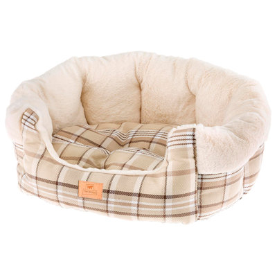 Plaid Bolster Pet Bed