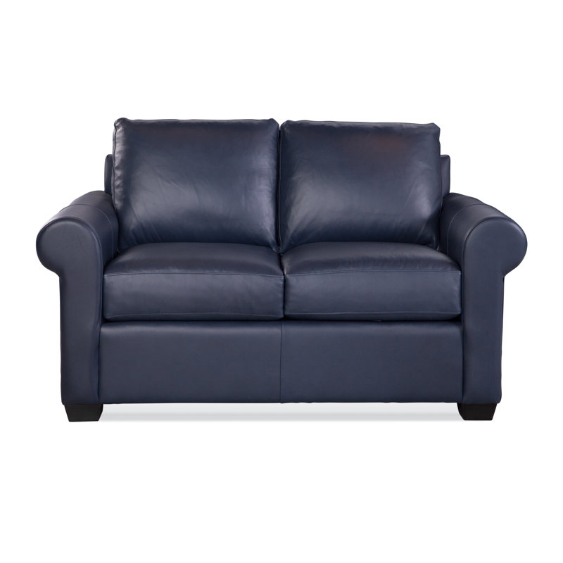 Bedford Leather Loveseat, Luxtan Navy, Java