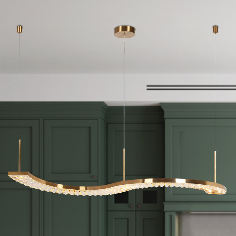 Luminaire suspendu linéaire moderne à 1 lumière avec îlot de cuisine l 42,6 po Josse Evangélina