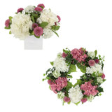24" Spring Wreath and Centerpiece with Dahlias and Hydrangeas