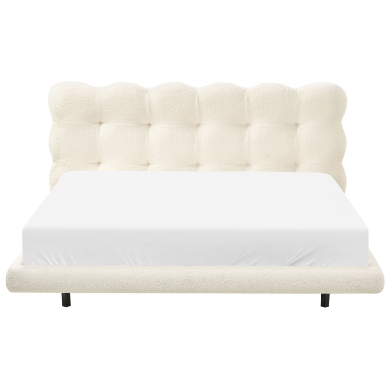 Bed Boucle SOULISSE, European Kingsize (160 x 200 cm), White