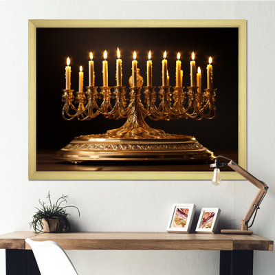 Judaïsme bougie Candélabre Radiance I - Judaïsme, art mural sur toile