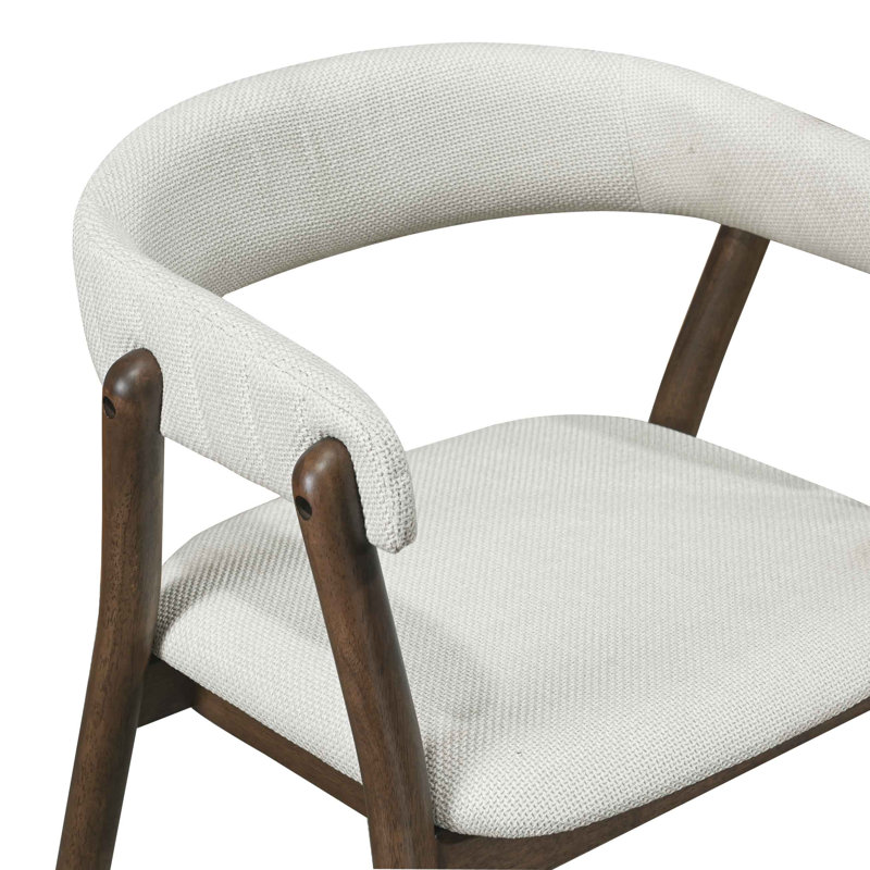 Oslo Modern Upholstered Solid Wood Arm Dining Chair with Curved Backrest (Set of 2), Brown