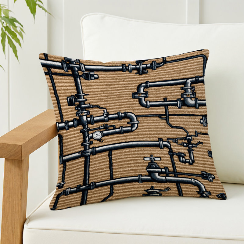 Coussin décoratif de transport intérieur et extérieur, Gris, fusées, Carré 16 po