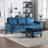 Sectional Sofas, 3-Seat Living Room Couch with Storage Ottoman, Chenille, Cup Holders | Teal | Chenille