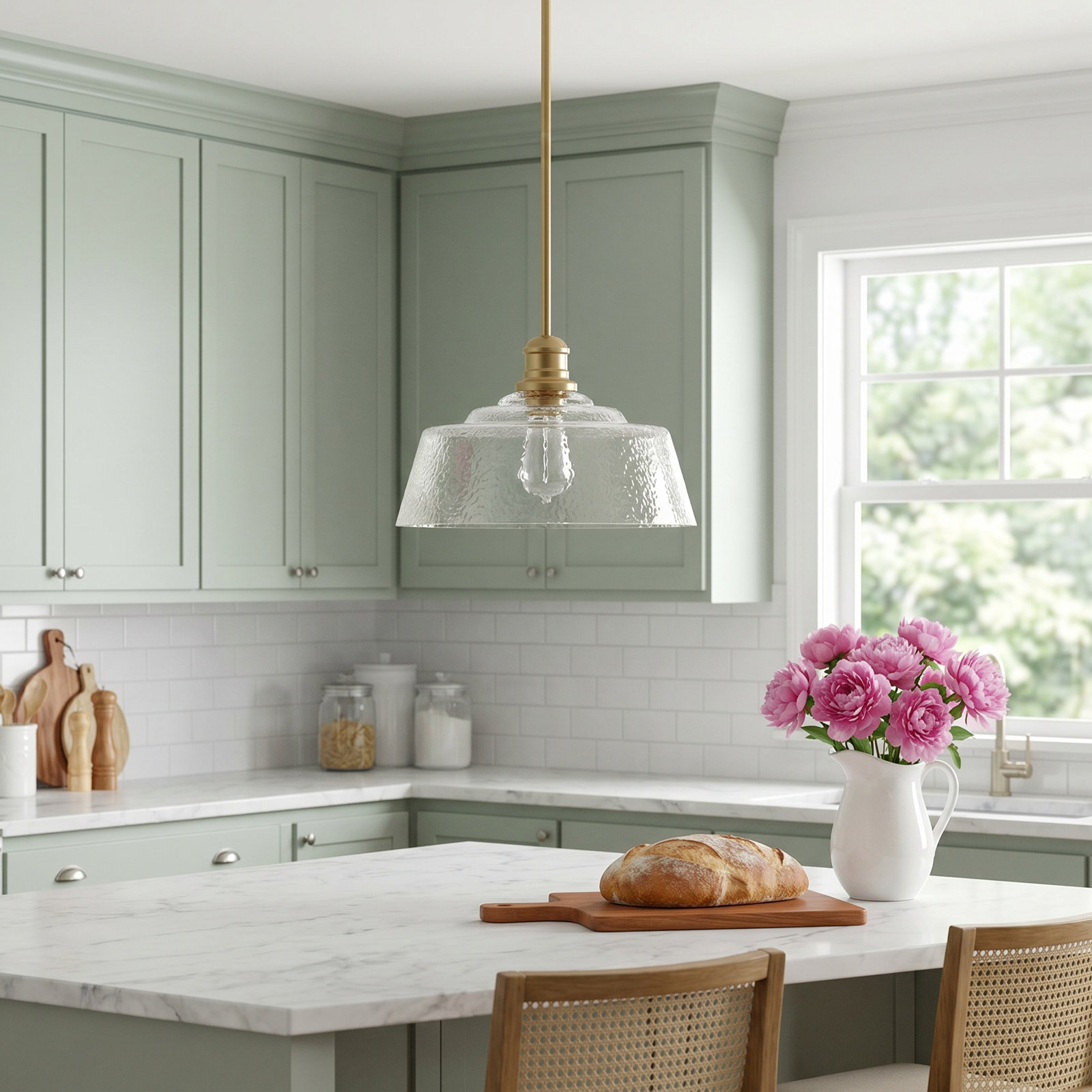 Lindholm Single Light Glass Dimmable Pendant, Natural Brass