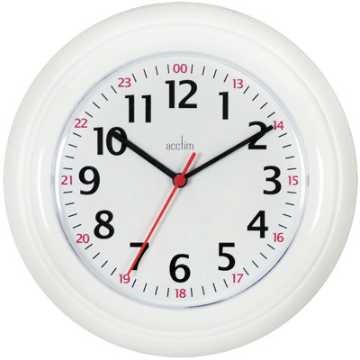 Acctim Wexham Wall Clock Quartz 12 / 24 Hour Dial White 22cm