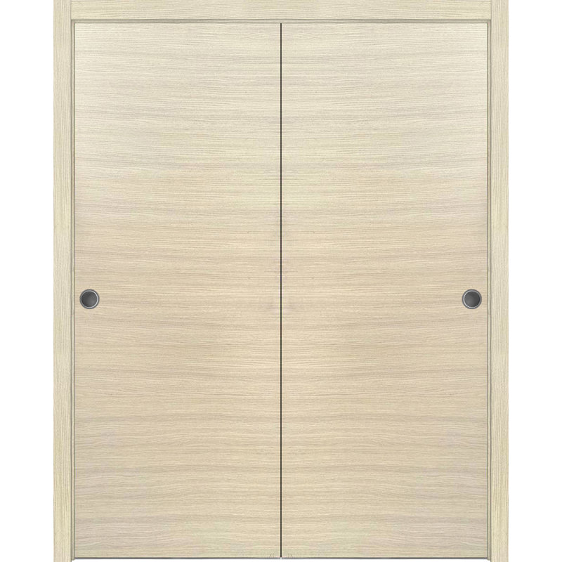 Panelled Wood Planum Sliding Closet Doors, 60" x 80", Natural Veneer