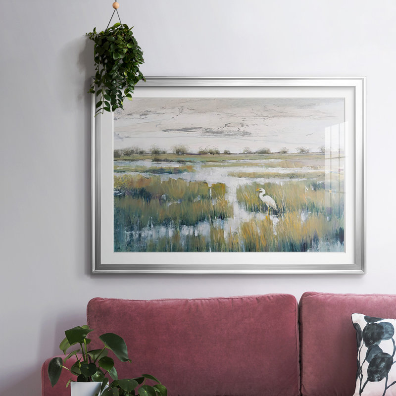 Marshland View VI, reproduction encadrée sur papier, H 30 po x l 44 po x P 1,5 po, Argent