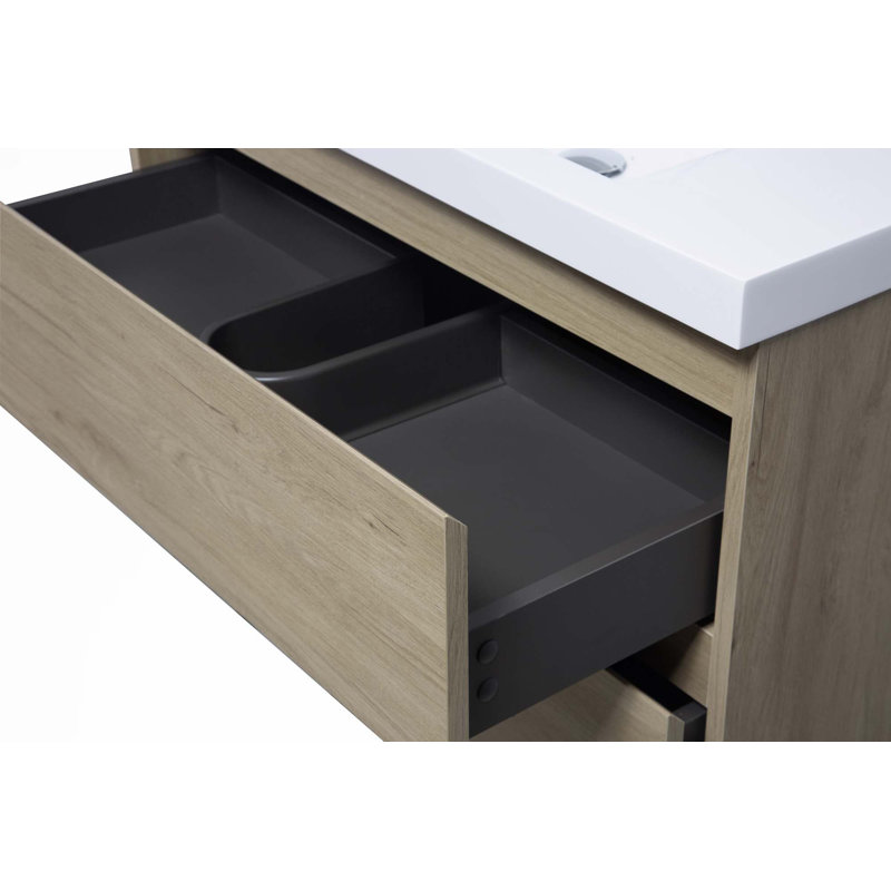 Floating Bathroom Vanity With Sink, Oak