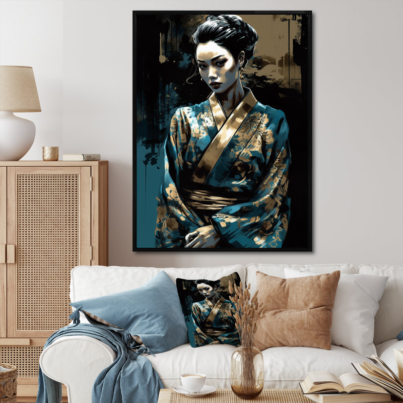 «Japonaise, modèle féminin II», impression sur toile, H 32 po x l 16 po, Cadre flottant noir