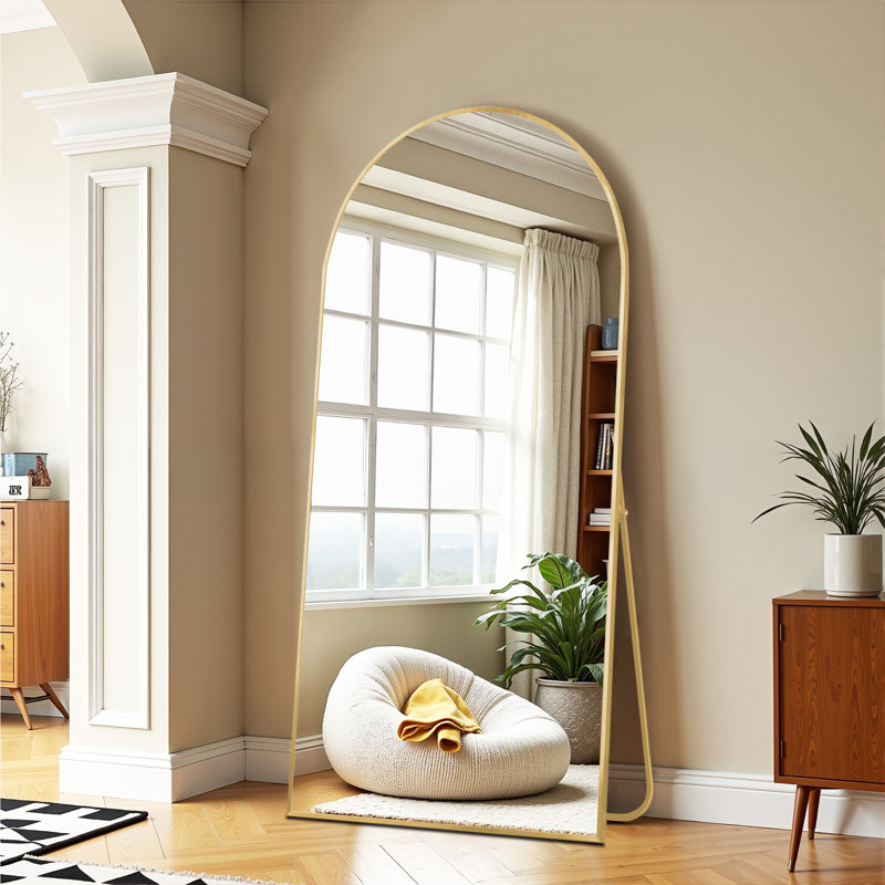 Grand miroir de plancher arqué pleine longueur, Or, 59 po x 28 po
