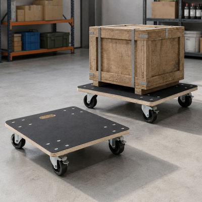 2-Pack 22.5''x11.4'' Wooden Furniture Moving Dollies with Locking Wheels