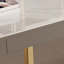 Bureau blanc rectangulaire à 6 tiroirs-108295558