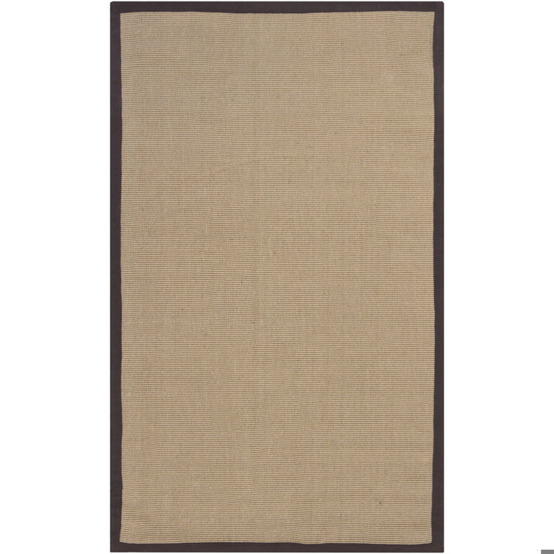 Wroblewski Authentic Hand-Woven Handmade Jute & Sisal Yellow & Brown Border Area Rug, Rectangle 9' x 13', Brown/Yellow