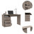 3 Drawer Computer Desk, One Shelf -Light Gray