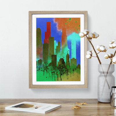 Splashed City Skyline No.3 Abstract - Framed Print