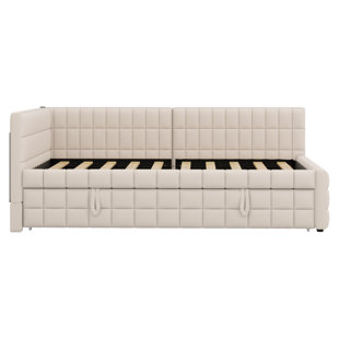 Upholstered L-Shaped Upholstered Daybed With Pop Up Trundle And USB Ports