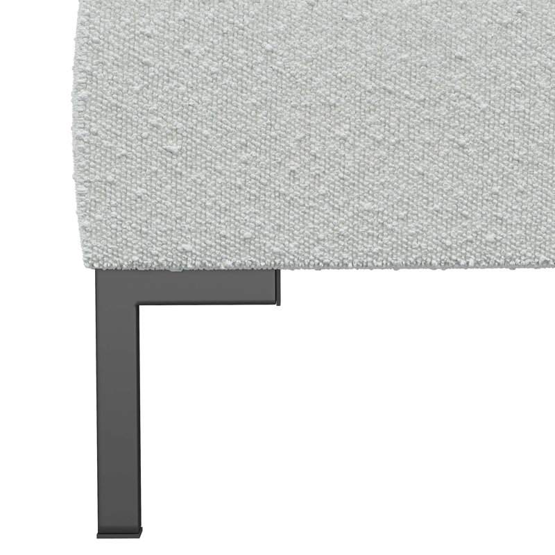 Lit plateforme tapissier Bilkis, Bouclé neige classique, Très grand