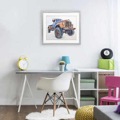 Old Rustic Truck Illustration Framed Print Under Glass, design by Steve Hunziker