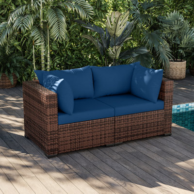 2-Person Outdoor Seating Group With Cushions by Ebern Designs
