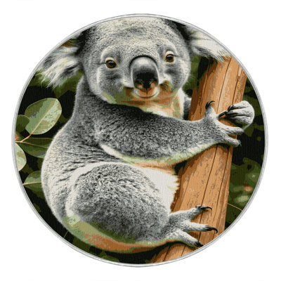 Washable Koala Wildlife Area Rug