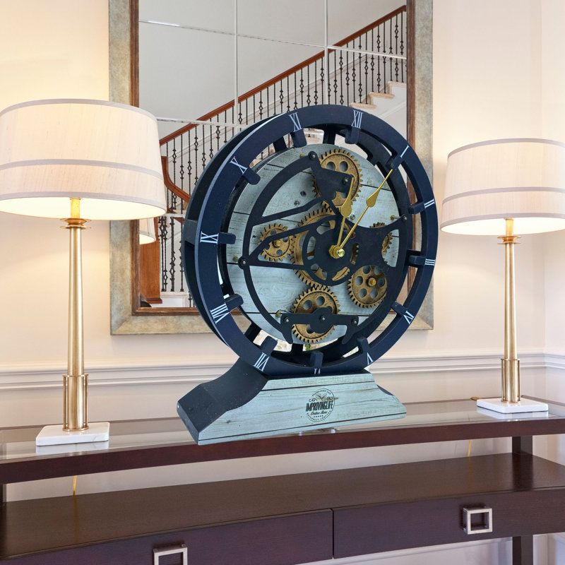 No Style Analogue Fir Solid Wood Quartz Movement / Crystal Tabletop Clock, White Farmhouse