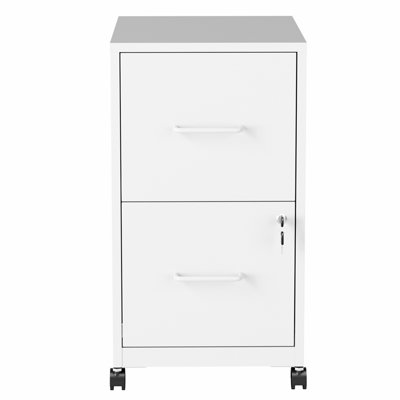 2 Drawer Lockable Metal File Cabinet With Wheel, Vertical Under Desk Steel Filing Cabinet with Wall Anti-Tip Kit, Heavy Duty Office Storage Cabinet for Letter/Legal Size Files, Black