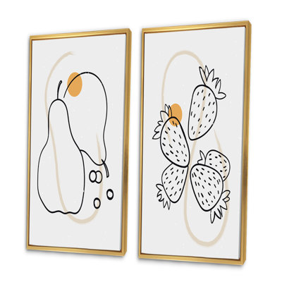 Vintage Hipster Fruits III - 2 Piece Graphic Art Set