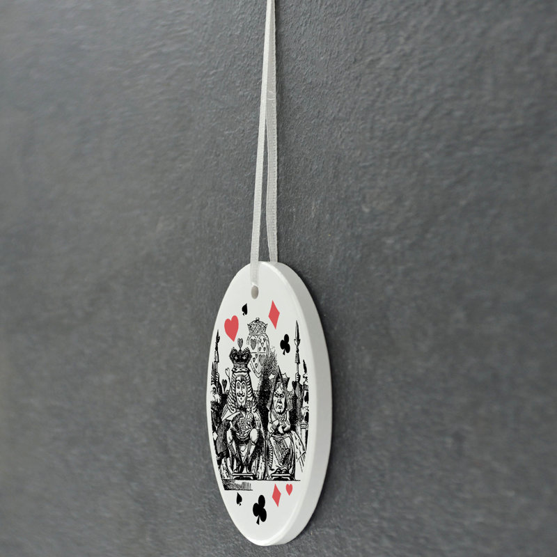 King and Queen Alice In Wonderland Oval Shaped Ceramic Ornament Bauble
