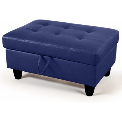 Orella 34" Wide Faux Leather Vegan Leather Rectangle Tufted Hinged Flip-Top Storage Ottoman Bench